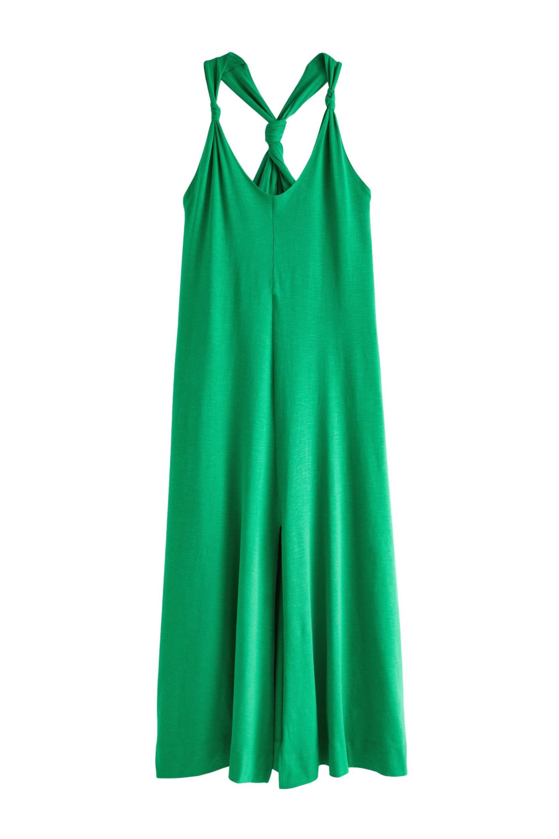 Green 100% Cotton Knot Summer Maxi Dress - Image 7 of 8