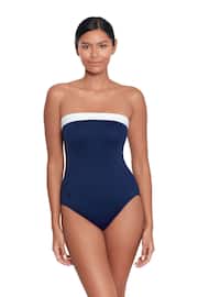 Lauren Ralph Lauren Blue Bel Air Modern Bandeau Swimsuit - Image 1 of 5