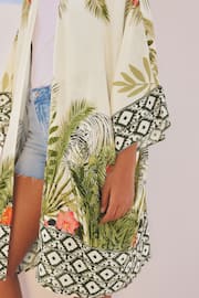 Green Tropical Longline Kimono Cover-Up - Image 4 of 6