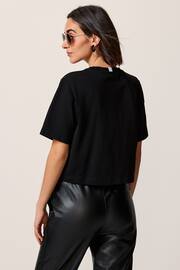 Black Short Sleeve Heavyweight Shorter Length Top - Image 3 of 6