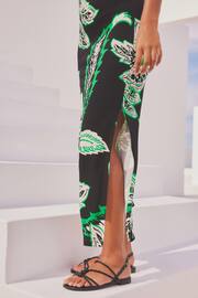 Black/Green Floral One Shoulder Twist Summer Dress - Image 4 of 8