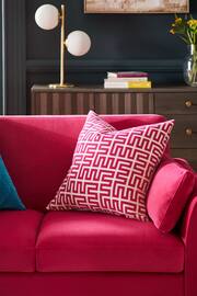 Fuchsia Pink 50 x 50cm Geometric Flock Large Oblong Cushion - Image 1 of 5