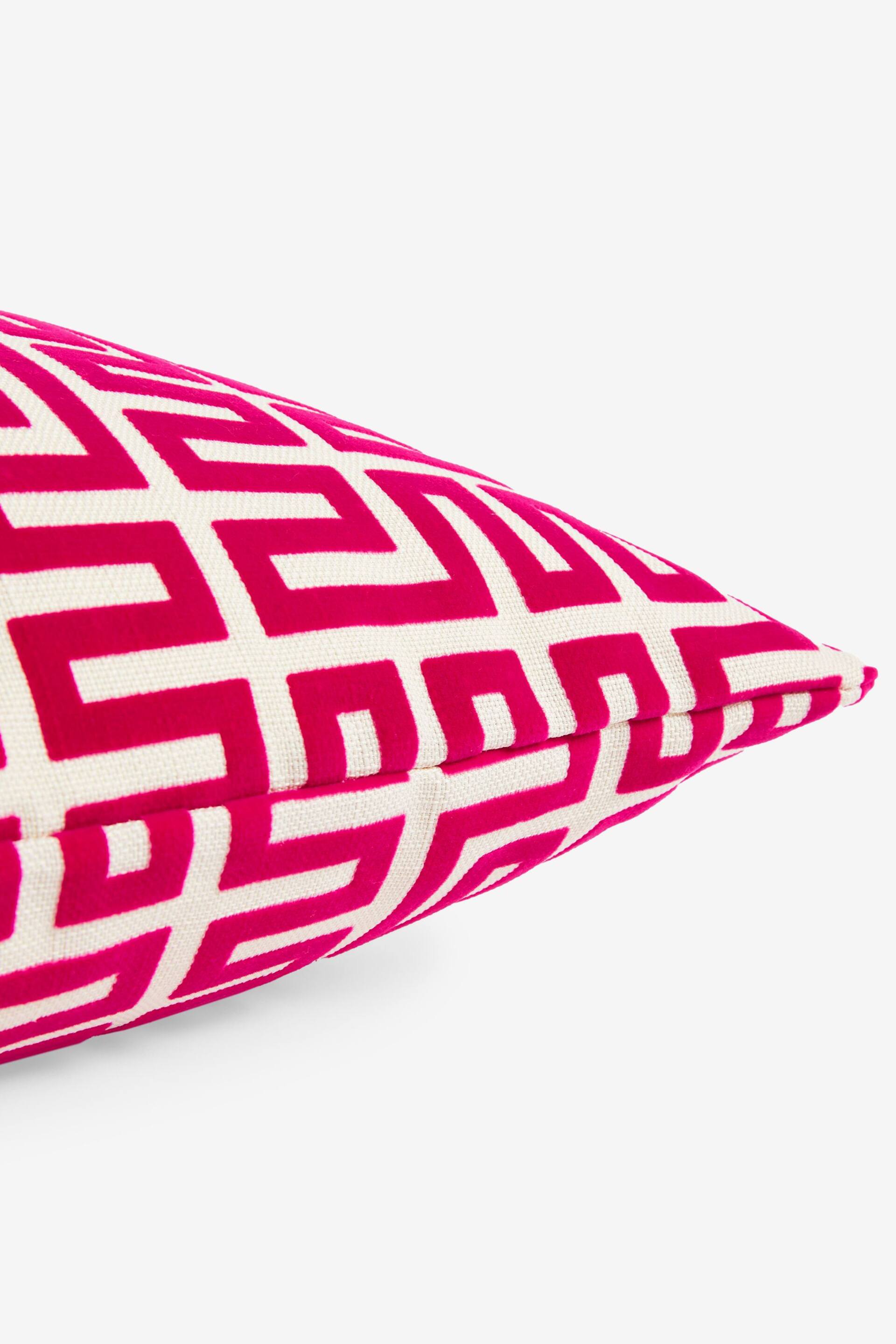 Fuchsia Pink 50 x 50cm Geometric Flock Large Oblong Cushion - Image 5 of 5