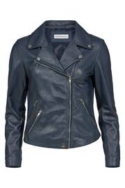 Celtic & Co. Navy Leather Biker Jacket - Image 2 of 7
