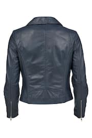 Celtic & Co. Navy Leather Biker Jacket - Image 3 of 7