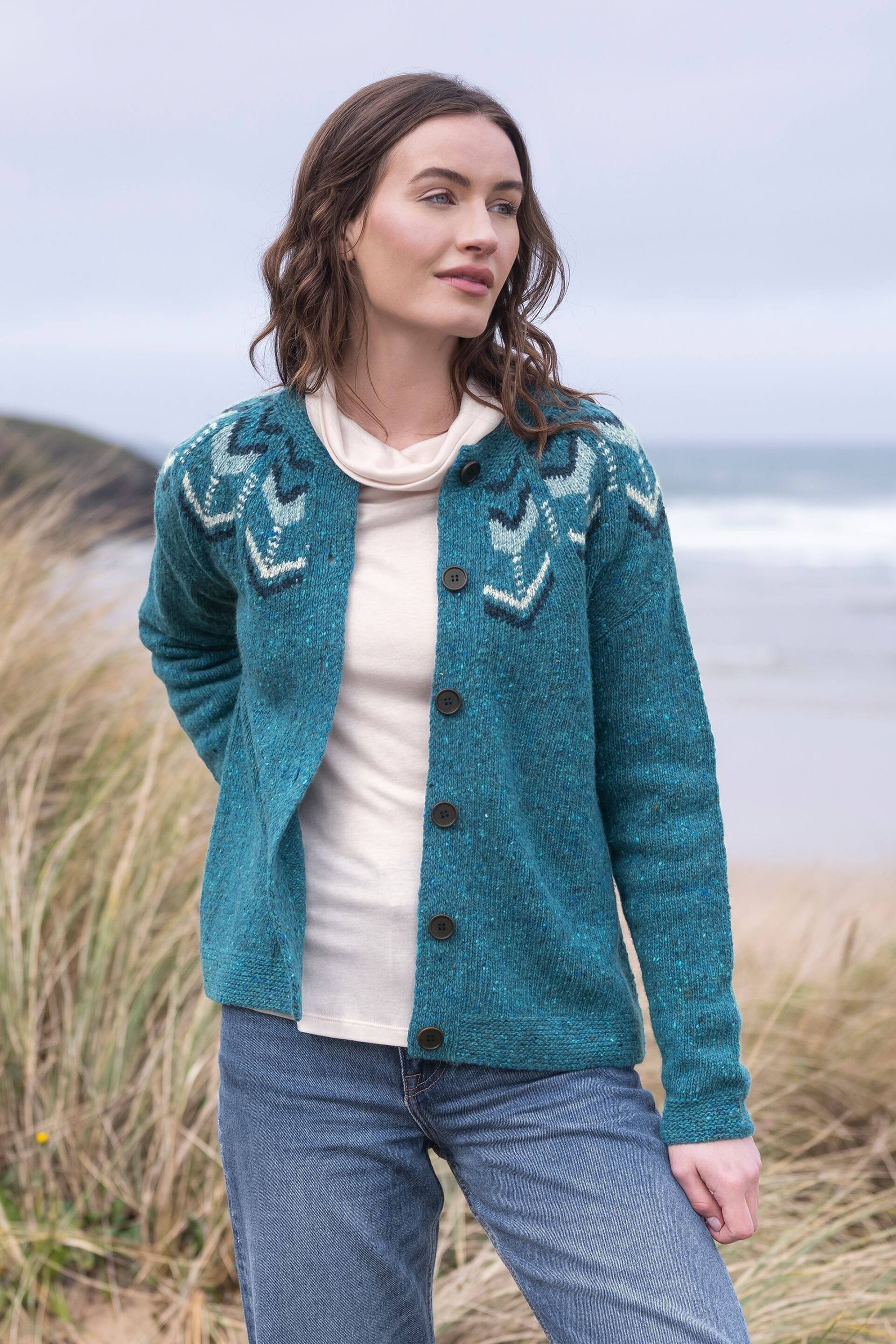 Celtic & Co. Blue Donegal Fair Isle Cardigan - Image 1 of 5