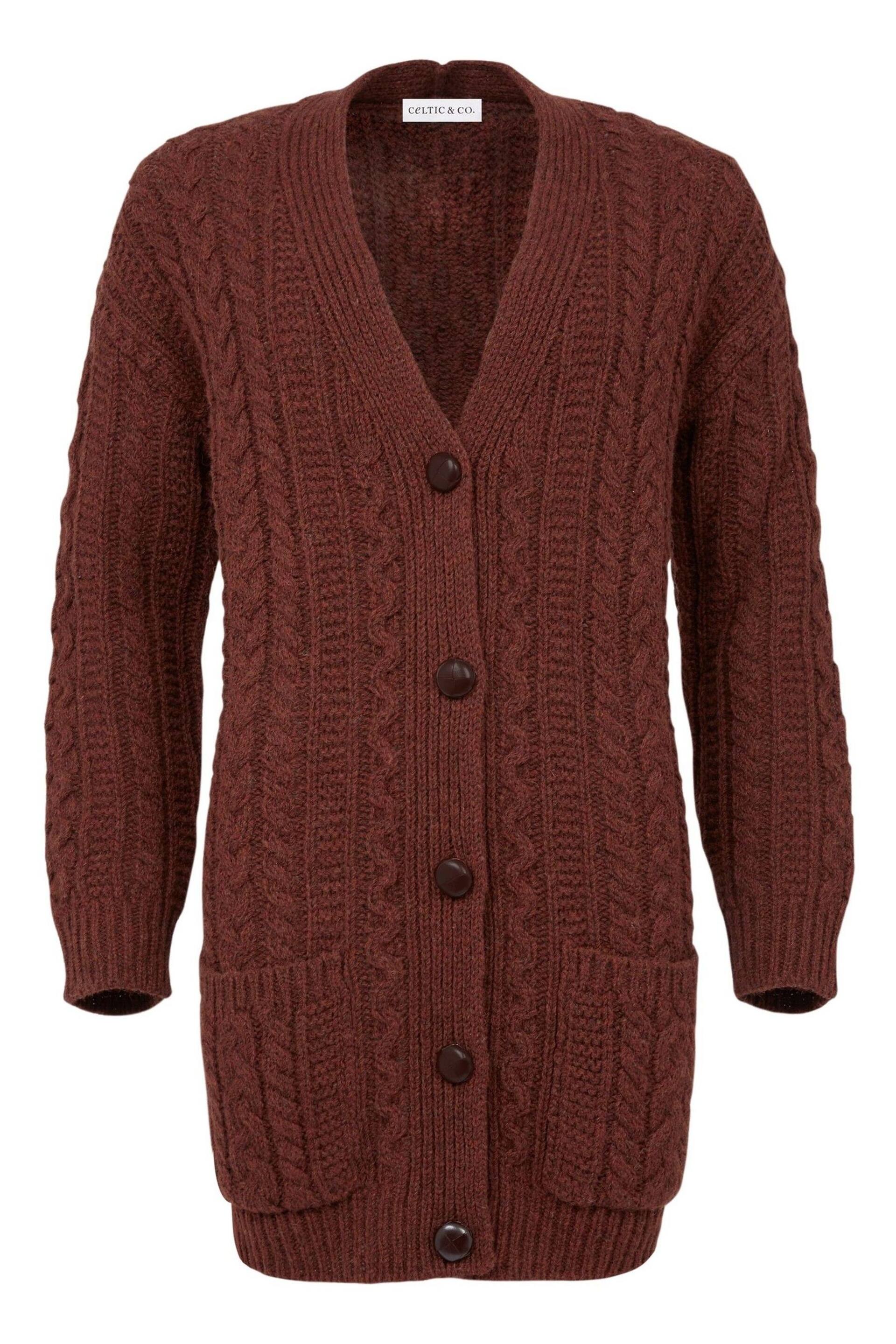 Celtic & Co. Cable Boyfriend Brown Cardigan - Image 2 of 7
