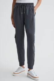 Reiss Charcoal Allegra Hybrid Side Stripe Drawstring Joggers - Image 1 of 5