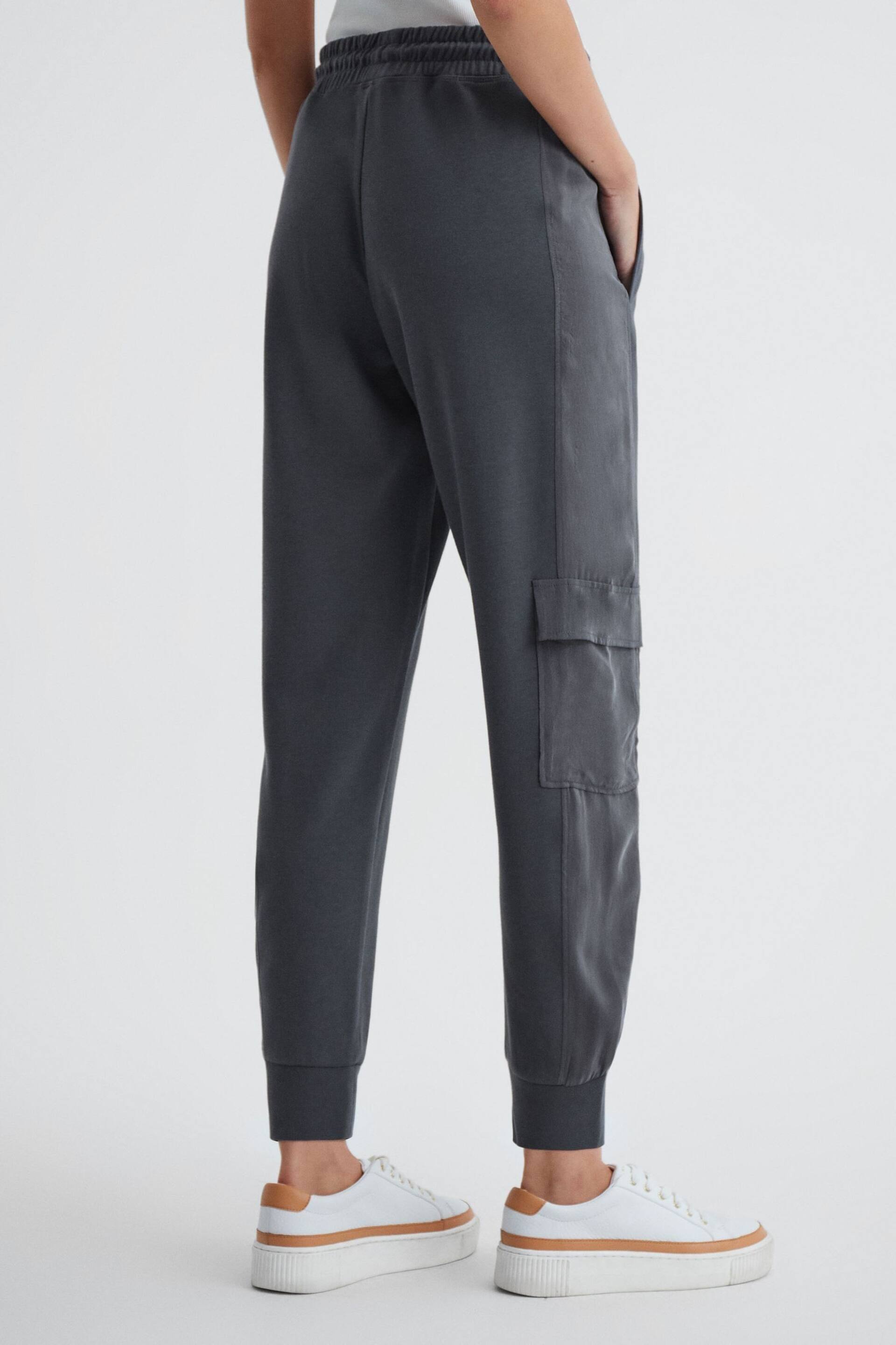 Reiss Charcoal Allegra Hybrid Side Stripe Drawstring Joggers - Image 3 of 5