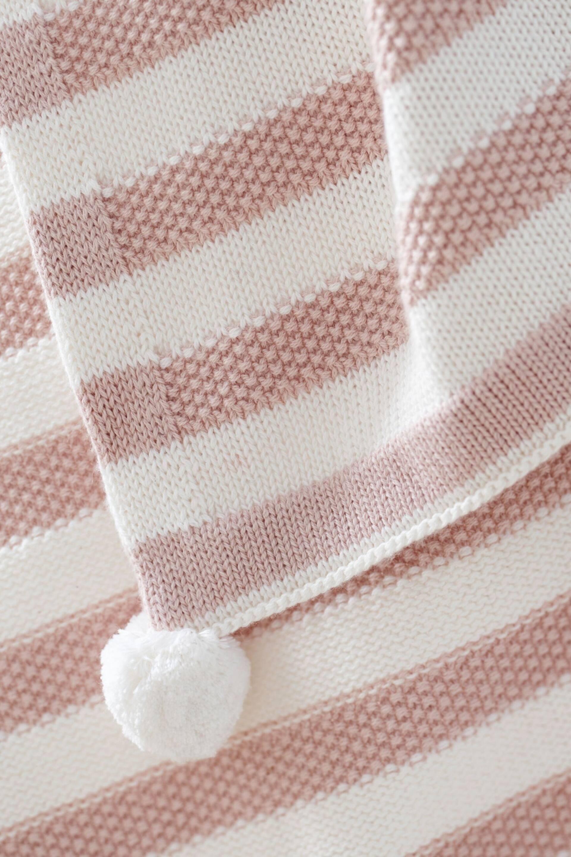 The White Company Pink Stripe Cotton Cashmere Baby Blanket - Image 2 of 2