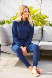 Sosandar Blue Premium Textured Roll Neck Lounge Top - Image 2 of 2