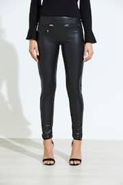 Sosandar Black Tall Leather Look Premium Leggings - Image 3 of 6