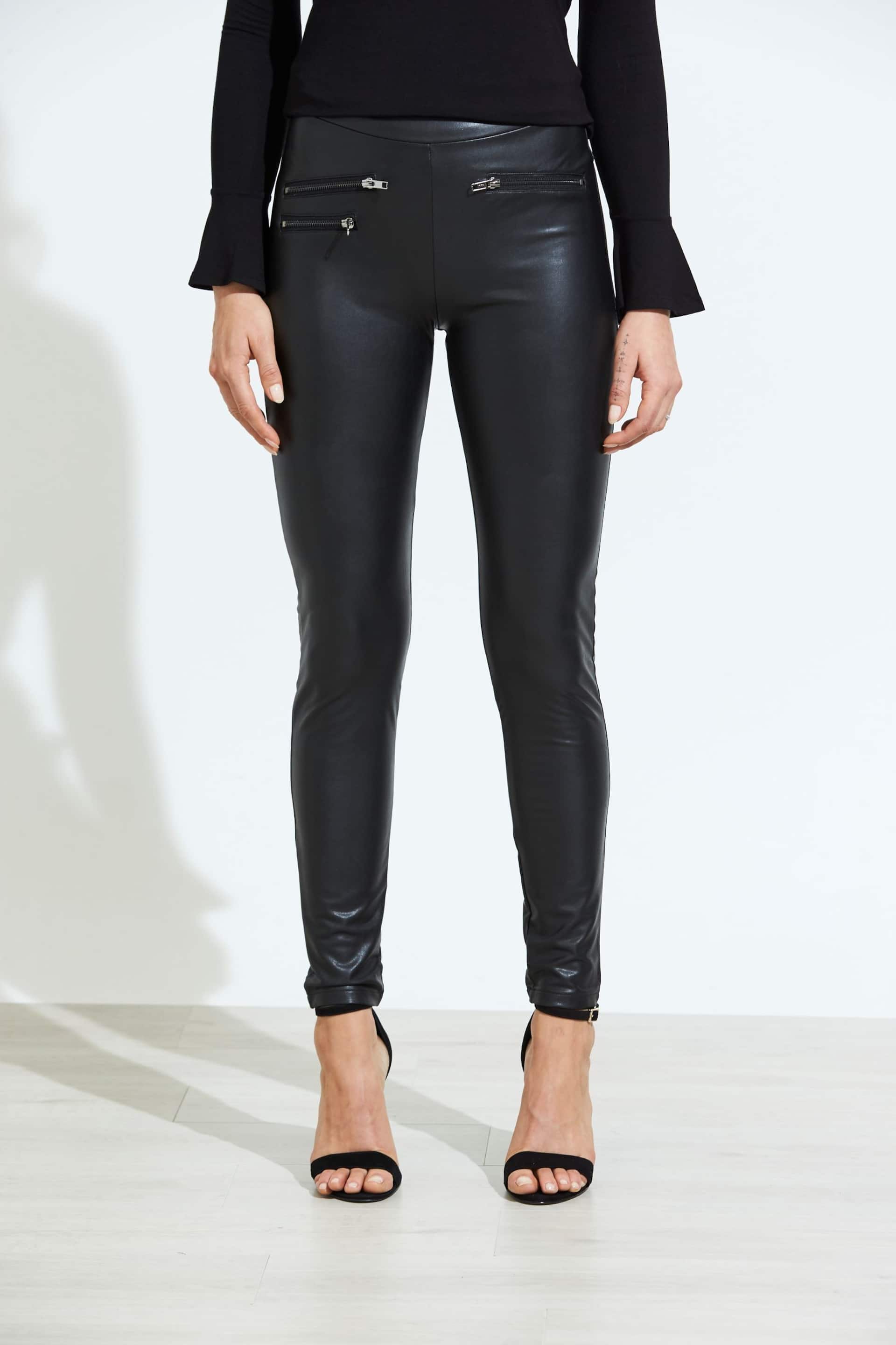 Sosandar Black Tall Leather Look Premium Leggings - Image 3 of 6
