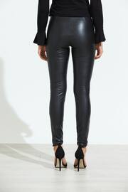 Sosandar Black Tall Leather Look Premium Leggings - Image 4 of 6