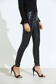 Sosandar Black Tall Leather Look Premium Leggings - Image 5 of 6