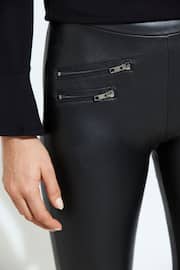 Sosandar Black Tall Leather Look Premium Leggings - Image 6 of 6