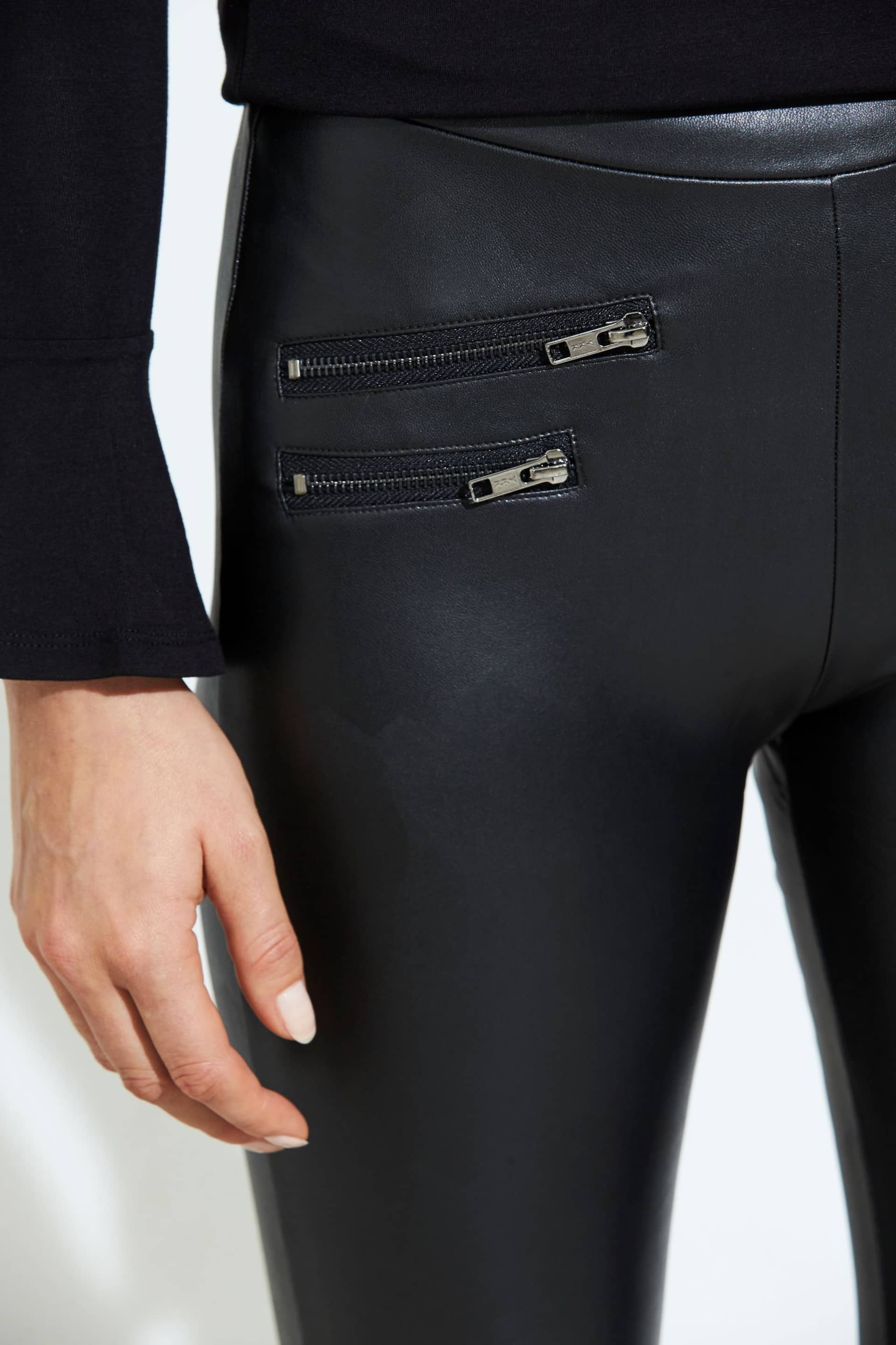 Sosandar Black Tall Leather Look Premium Leggings - Image 6 of 6