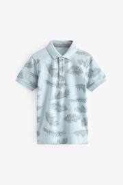 Blue Palm All-Over Print Short Sleeve Polo Top (3-16yrs) - Image 1 of 3
