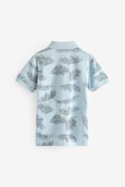 Blue Palm All-Over Print Short Sleeve Polo Top (3-16yrs) - Image 2 of 3