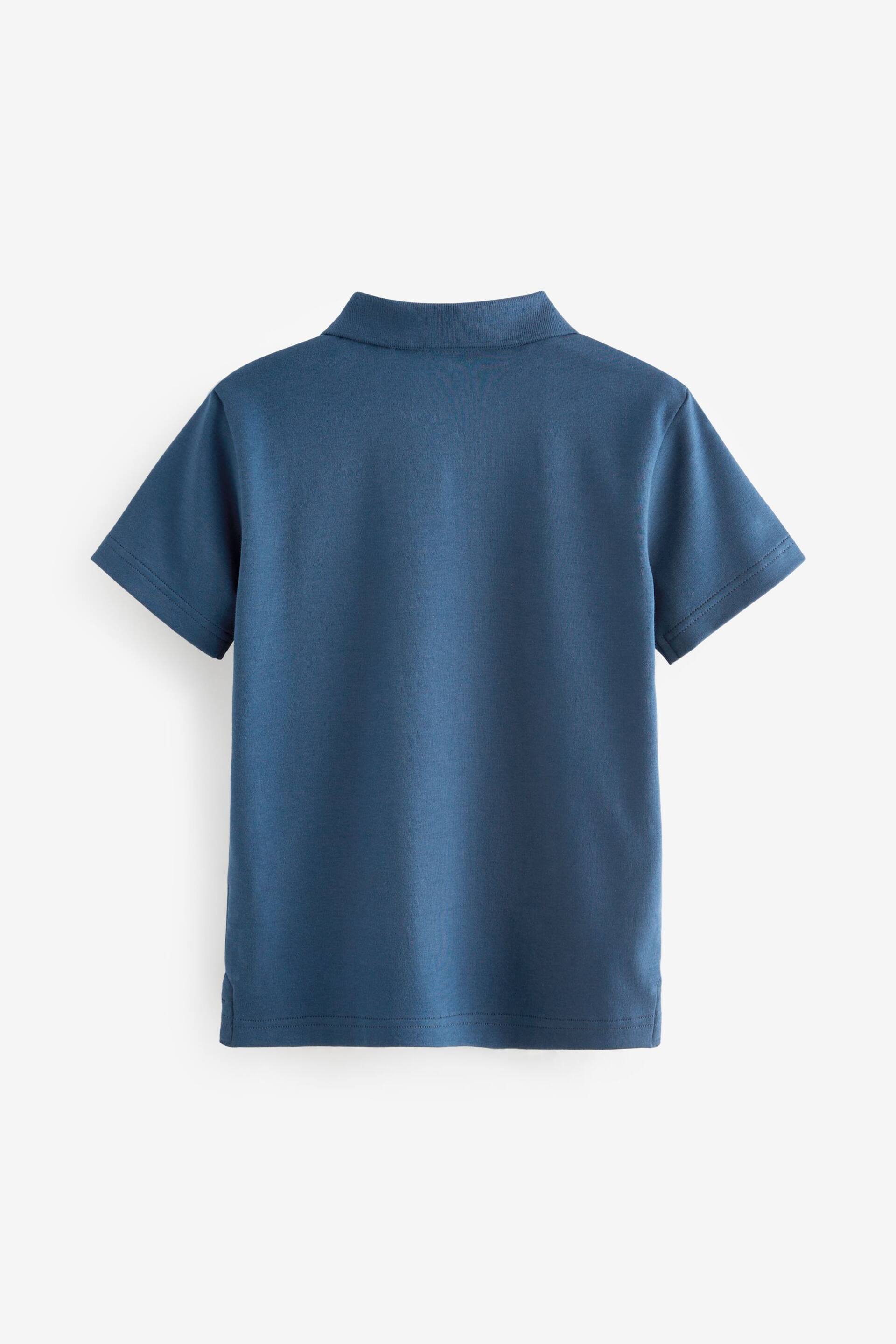 Navy Revere Collar Short Sleeve Polo Shirt (3-16yrs) - Image 2 of 3