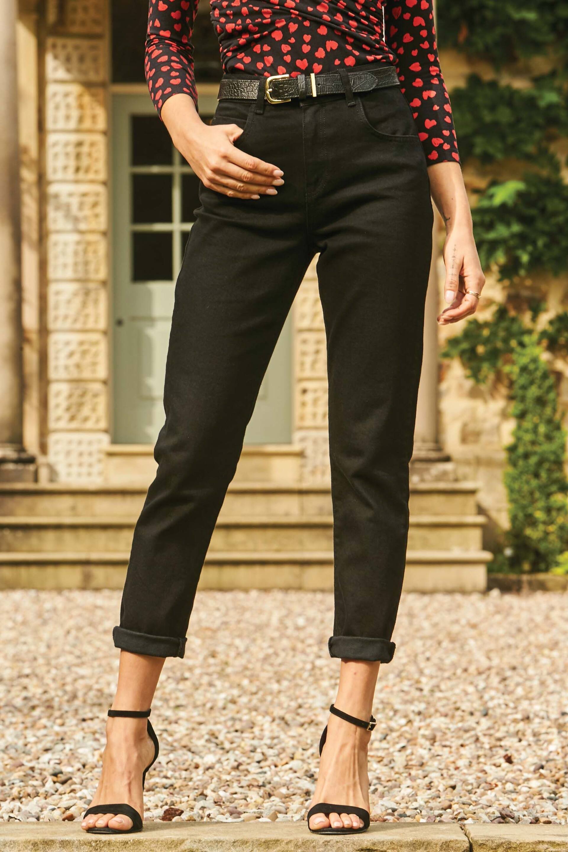 Sosandar Black Slim Leg Mom Jeans - Image 3 of 5