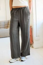 Grey Drawstring Tencel Wide Leg Trousers - Image 3 of 7