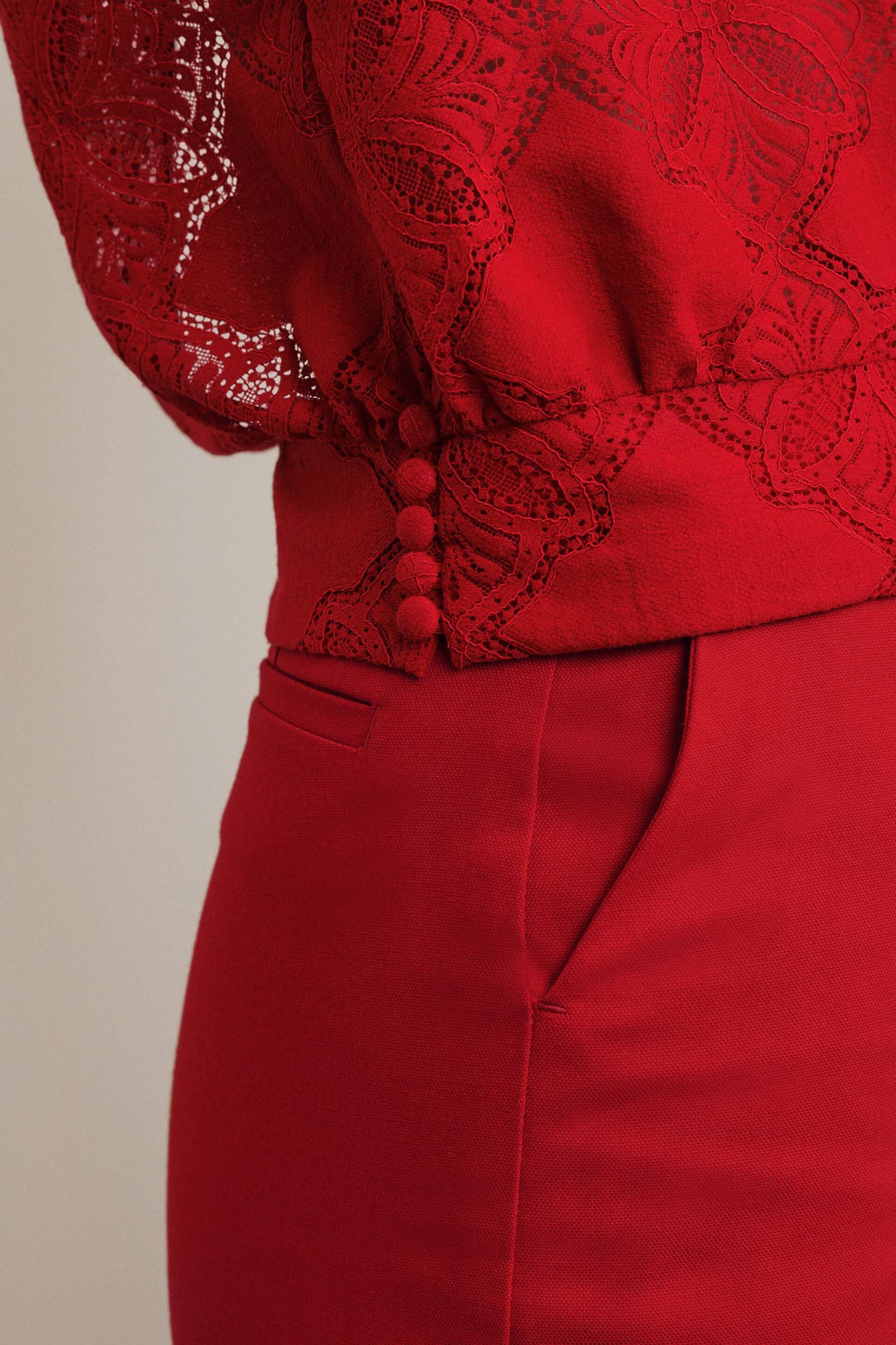Red Lace Long Sleeve Blouse - Image 3 of 5