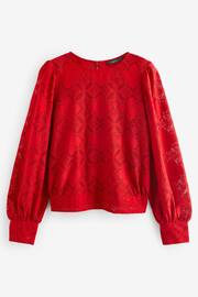 Red Lace Long Sleeve Blouse - Image 4 of 5