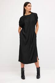 Black Short Sleeve Column T-shirt Midi Dress - Image 1 of 6