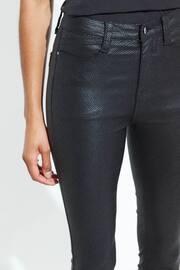 Sosandar Black Textured Animal Print Coated Jeans - Image 5 of 5