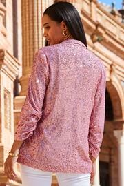 Sosandar Pink Sequin Blazer - Image 2 of 5