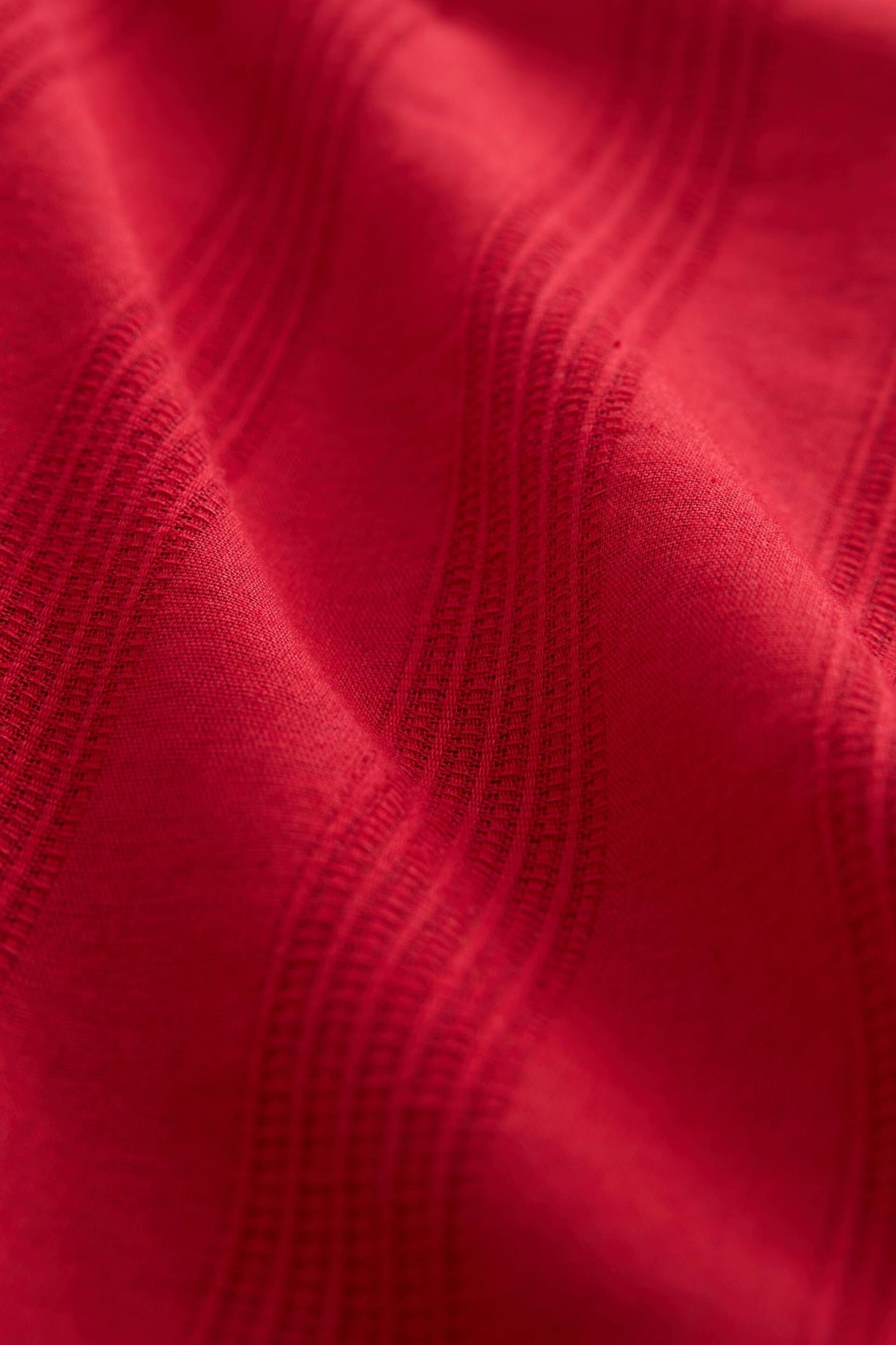 Red Linen Blend V-Neck Summer Mini Dress - Image 6 of 6