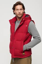 Superdry Red Hooded Everest Puffer Gilet - Image 1 of 5