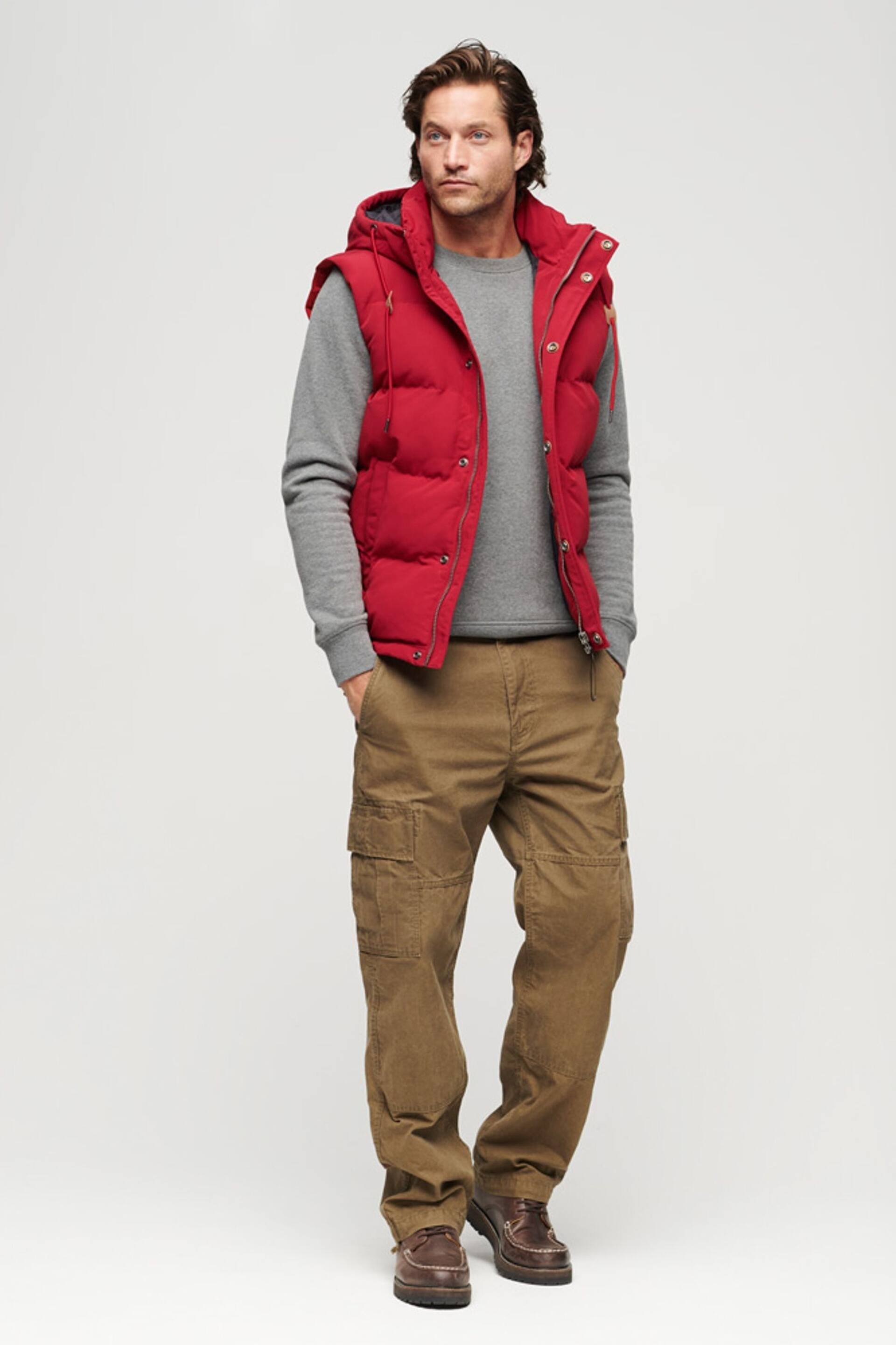 Superdry Red Hooded Everest Puffer Gilet - Image 3 of 5
