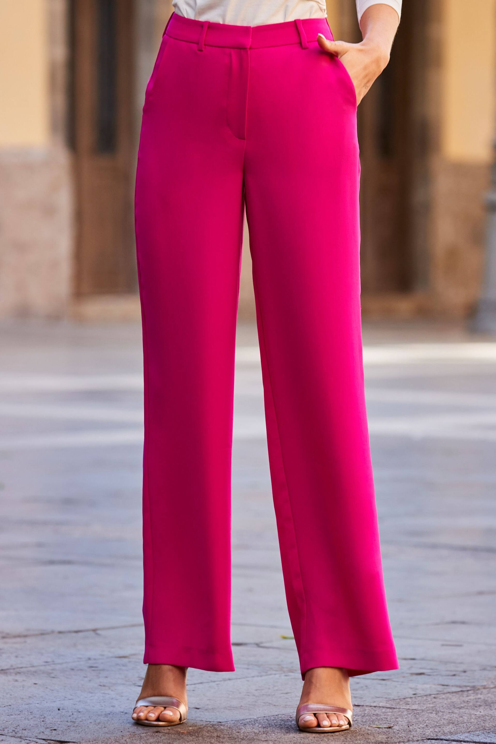 Sosandar Pink Wide Leg Trousers - Image 3 of 5
