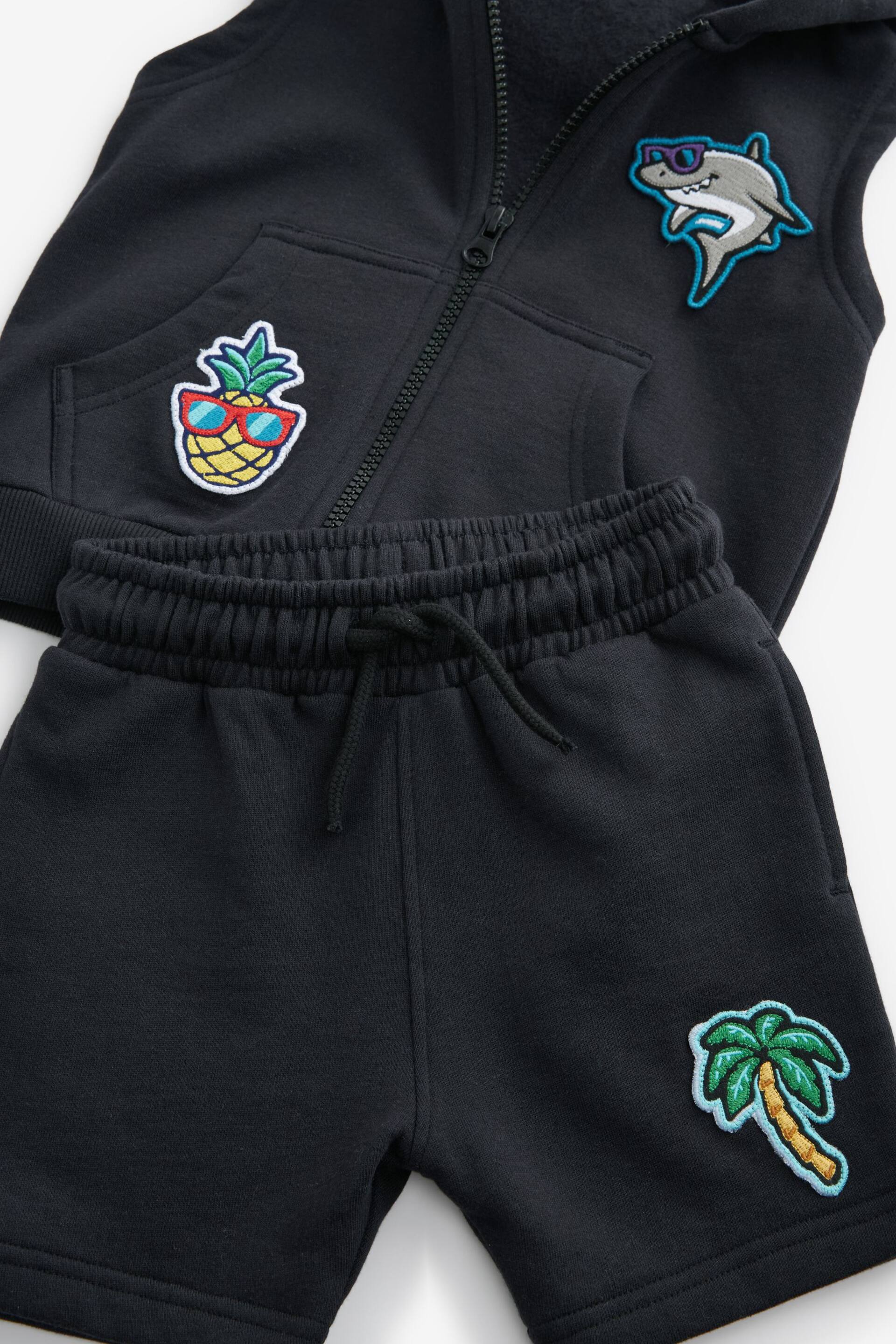 Charcoal Grey Hoodie Gilet and Shorts Set (3mths-7yrs) - Image 3 of 3