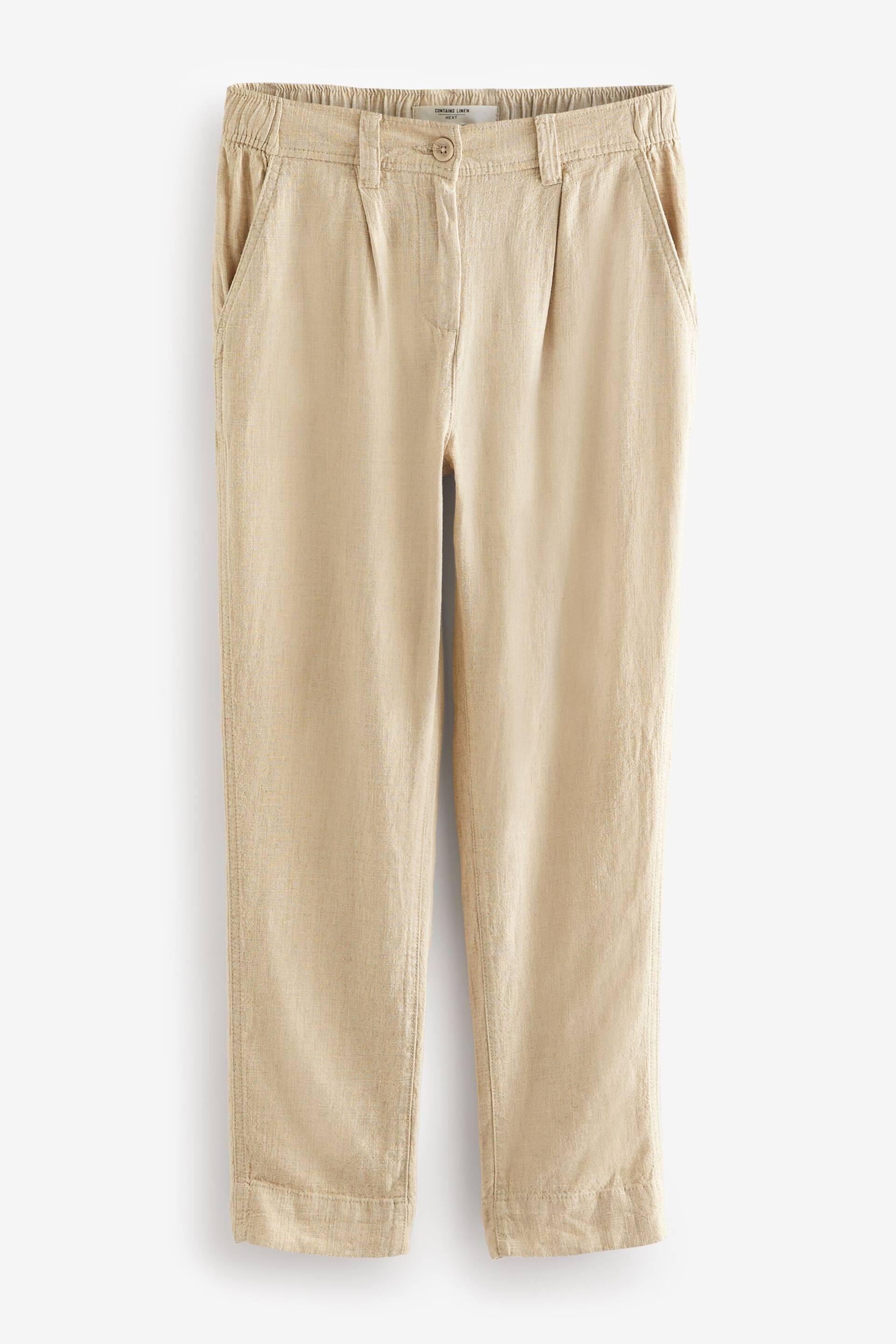 Natural Linen Blend Taper Trousers - Image 5 of 6