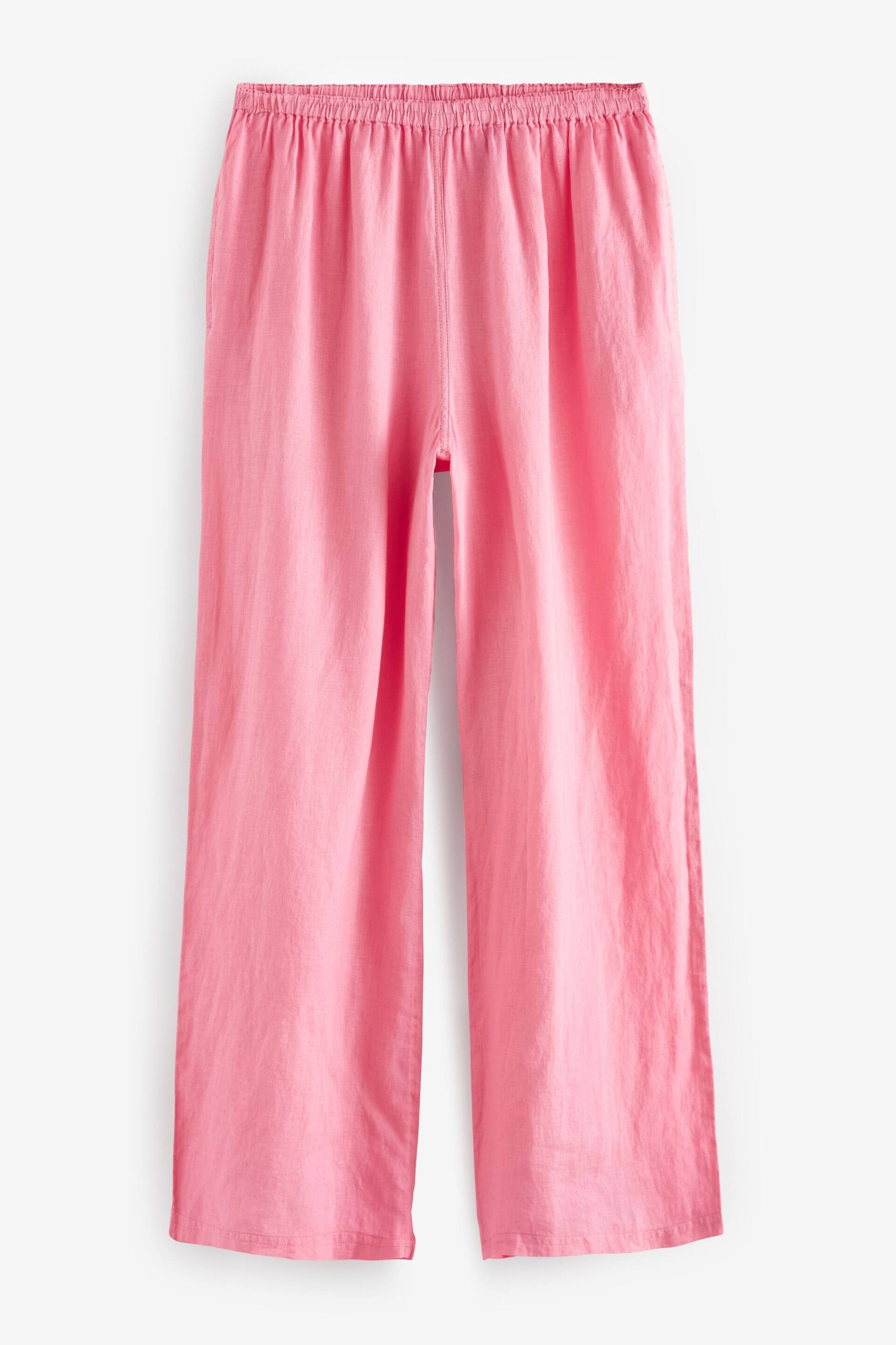 Pink Premium 100% Linen Wide Leg Trousers - Image 6 of 6