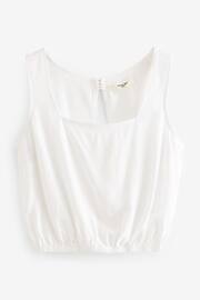 White Summer Square Neck Top with Linen - Image 5 of 6