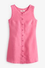 Pink Premium 100% Linen Button Down Mini Dress - Image 5 of 6
