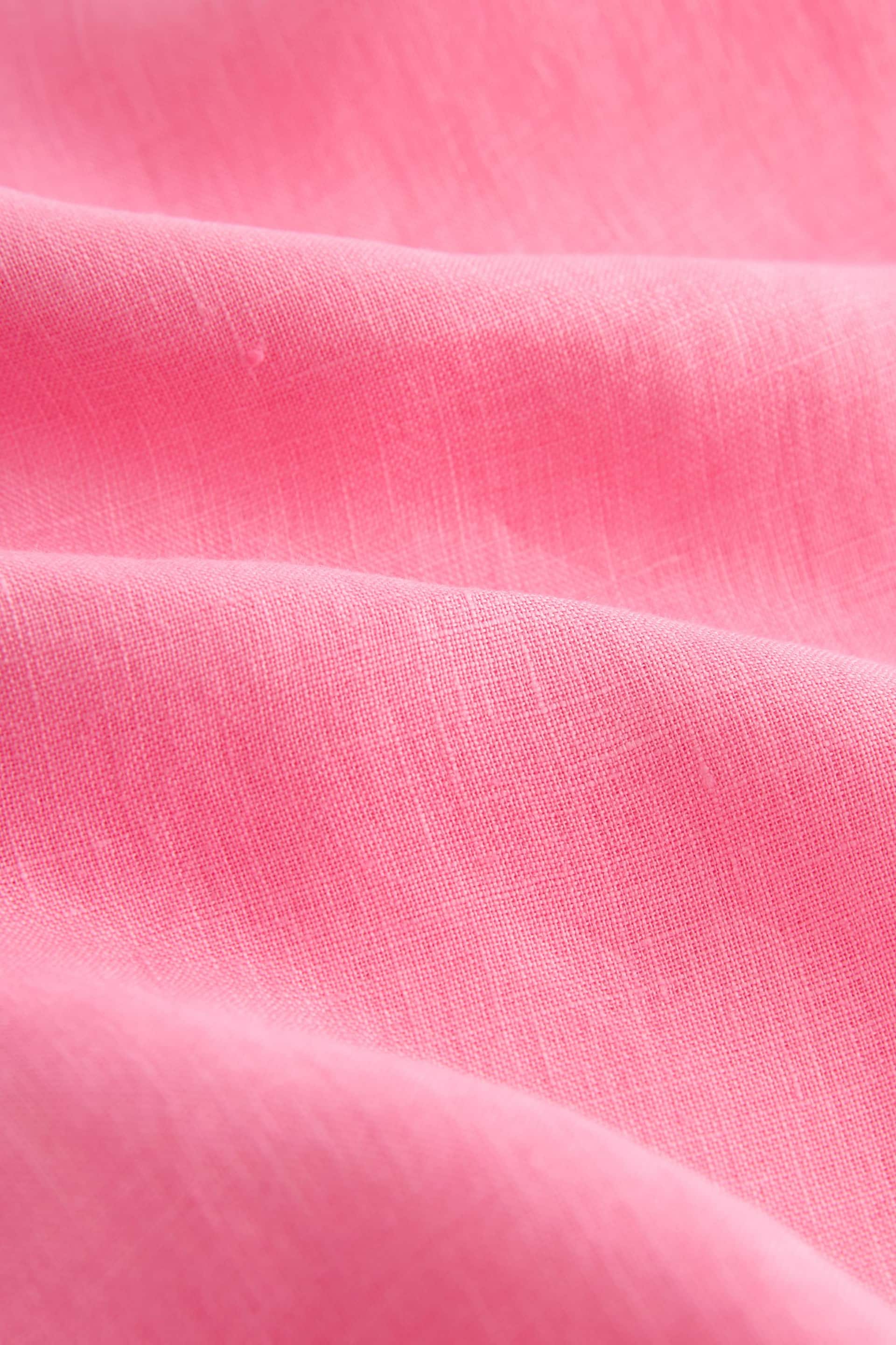 Pink Premium 100% Linen Button Down Mini Dress - Image 6 of 6