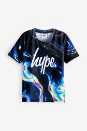 Hype. Boys Multi Rainbow Marble Black T-Shirt - Image 1 of 3