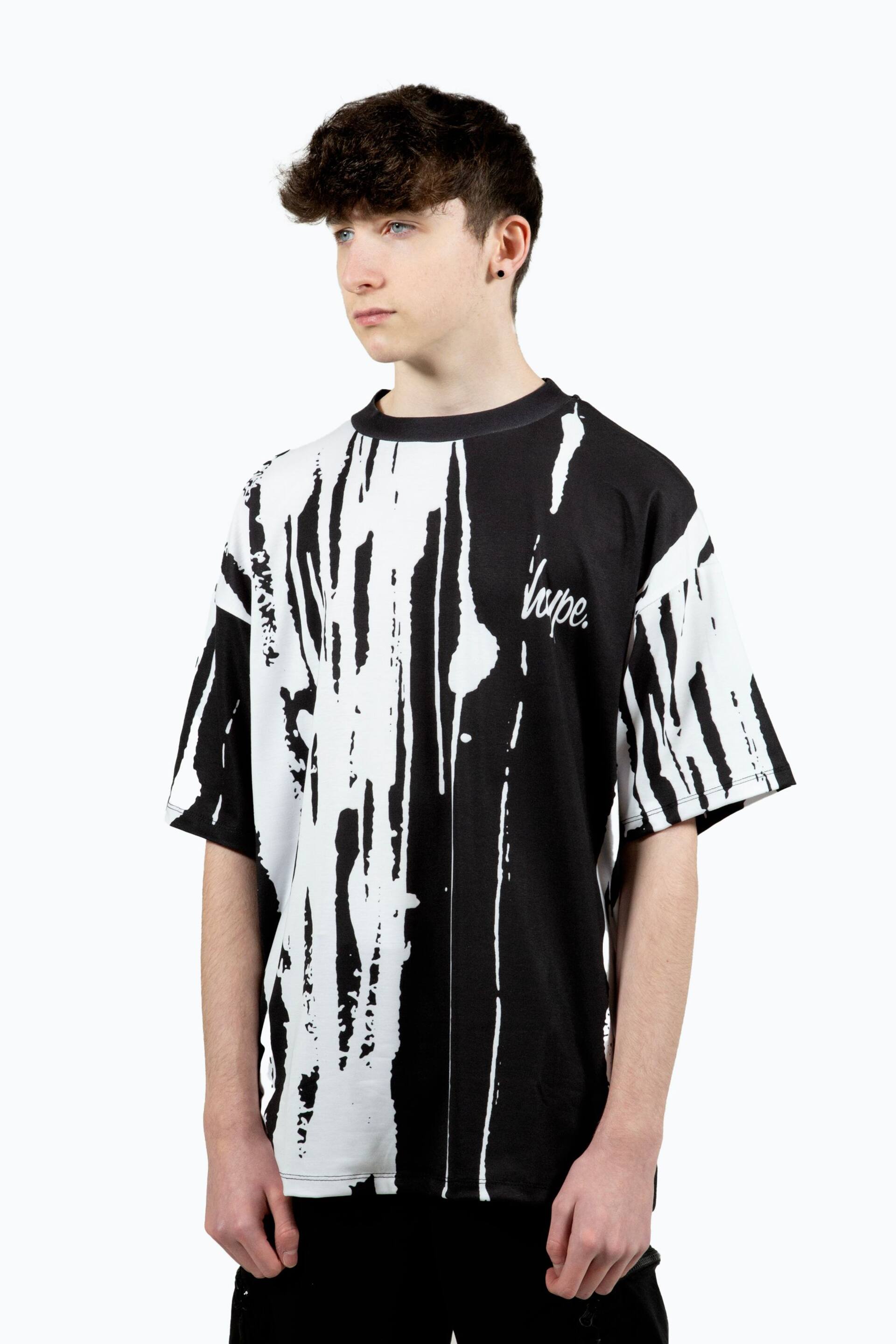 Hype. Boys Black Multi Paint Run T-Shirt - Image 1 of 8