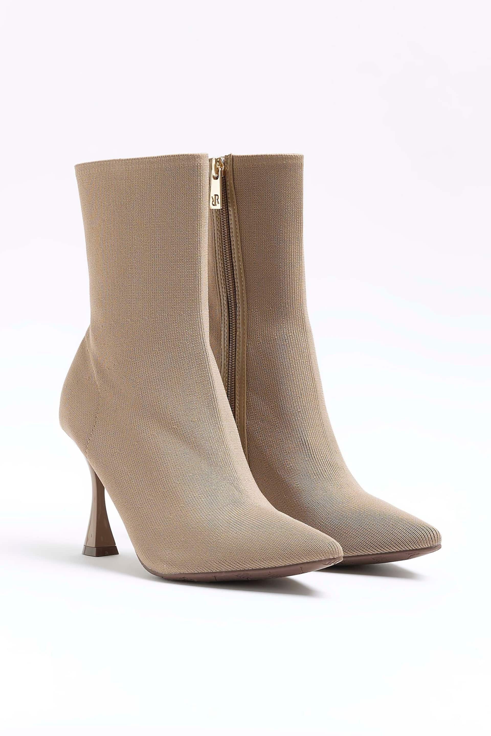 River Island Brown Knitted Point Ankle Boots - Image 3 of 6