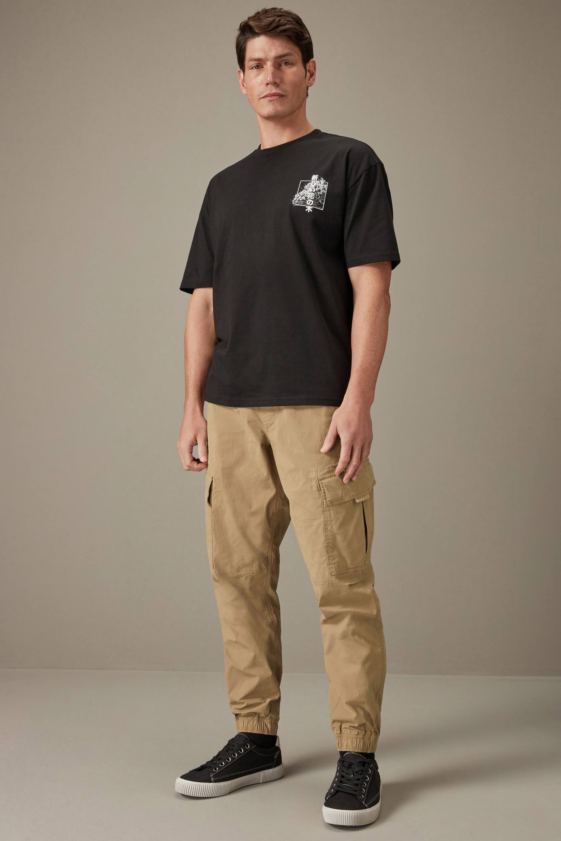 Light Tan Regular Tapered Stretch Utility Cargo Trousers - Image 2 of 11