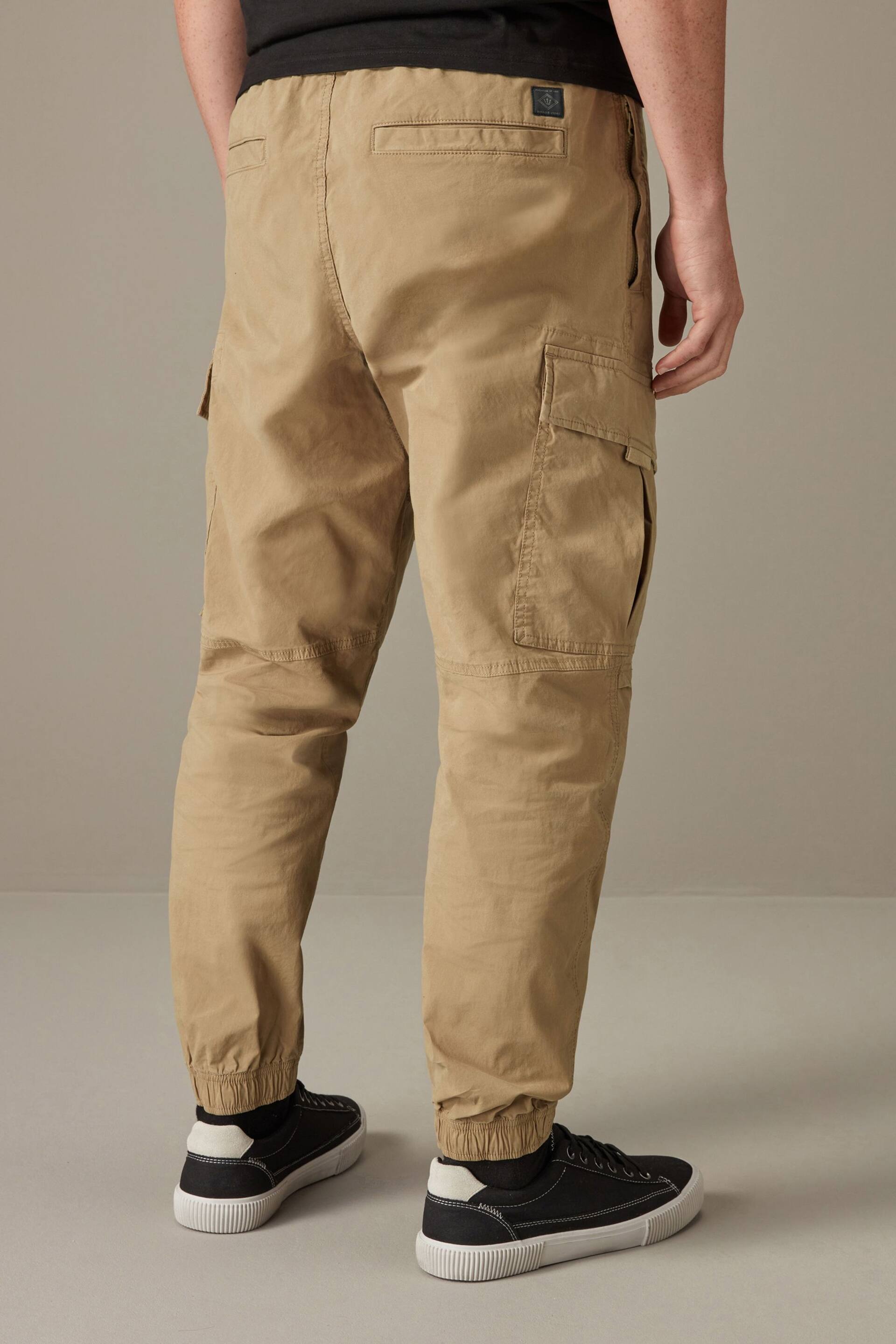 Light Tan Regular Tapered Stretch Utility Cargo Trousers - Image 3 of 11