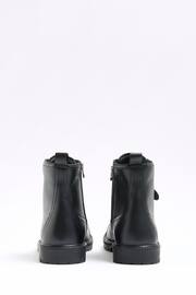 River Island Black Leather Leather Laced Combat Boots - Image 3 of 5