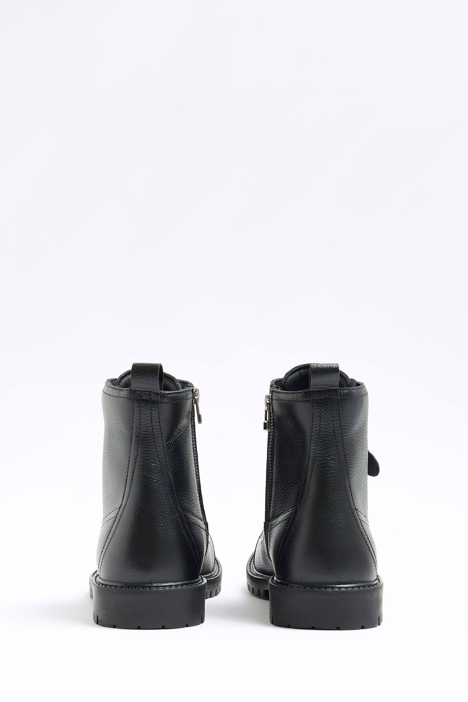 River Island Black Leather Leather Laced Combat Boots - Image 3 of 5