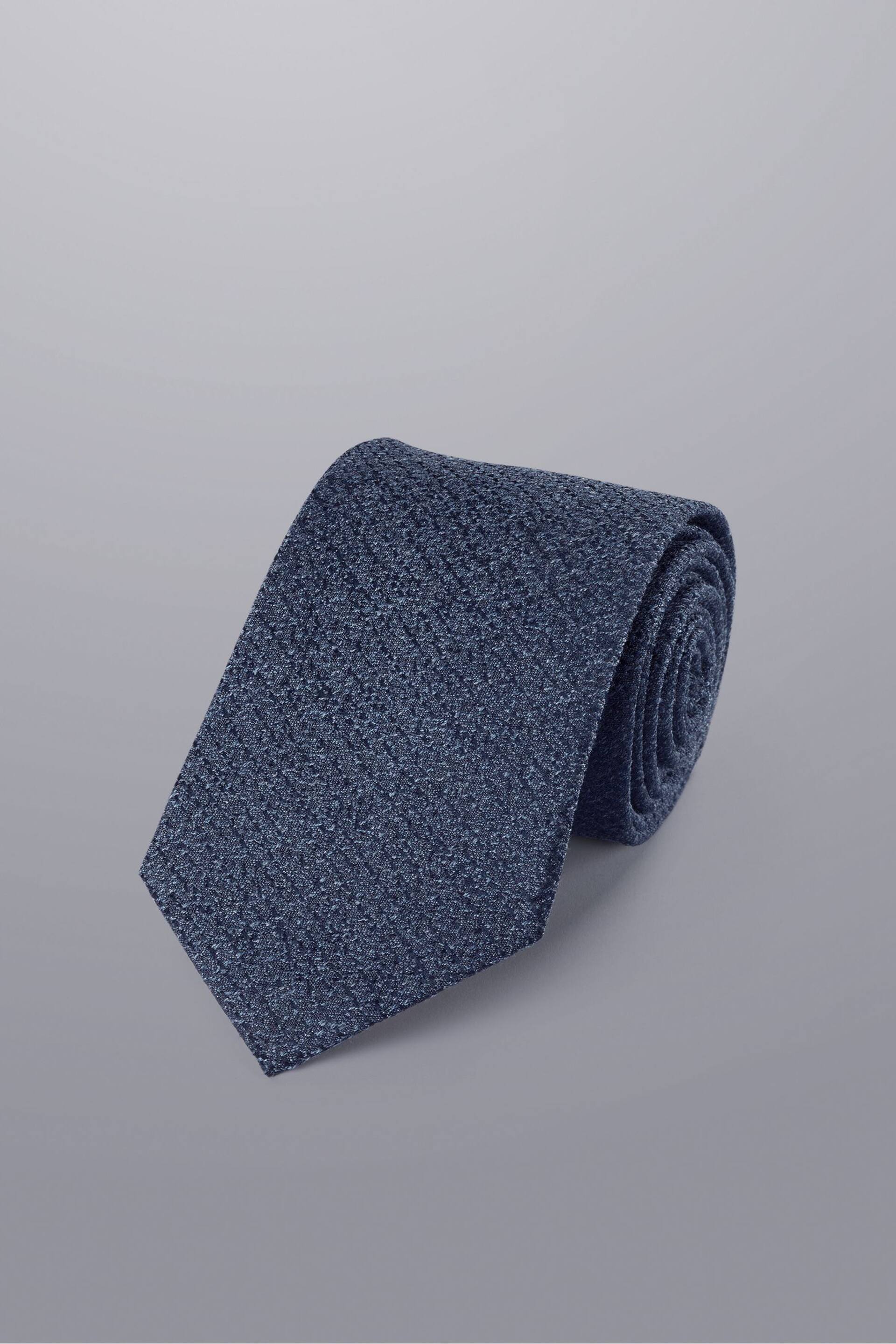 Charles Tyrwhitt Dark Blue Silk Wool Blend Tie - Image 1 of 2