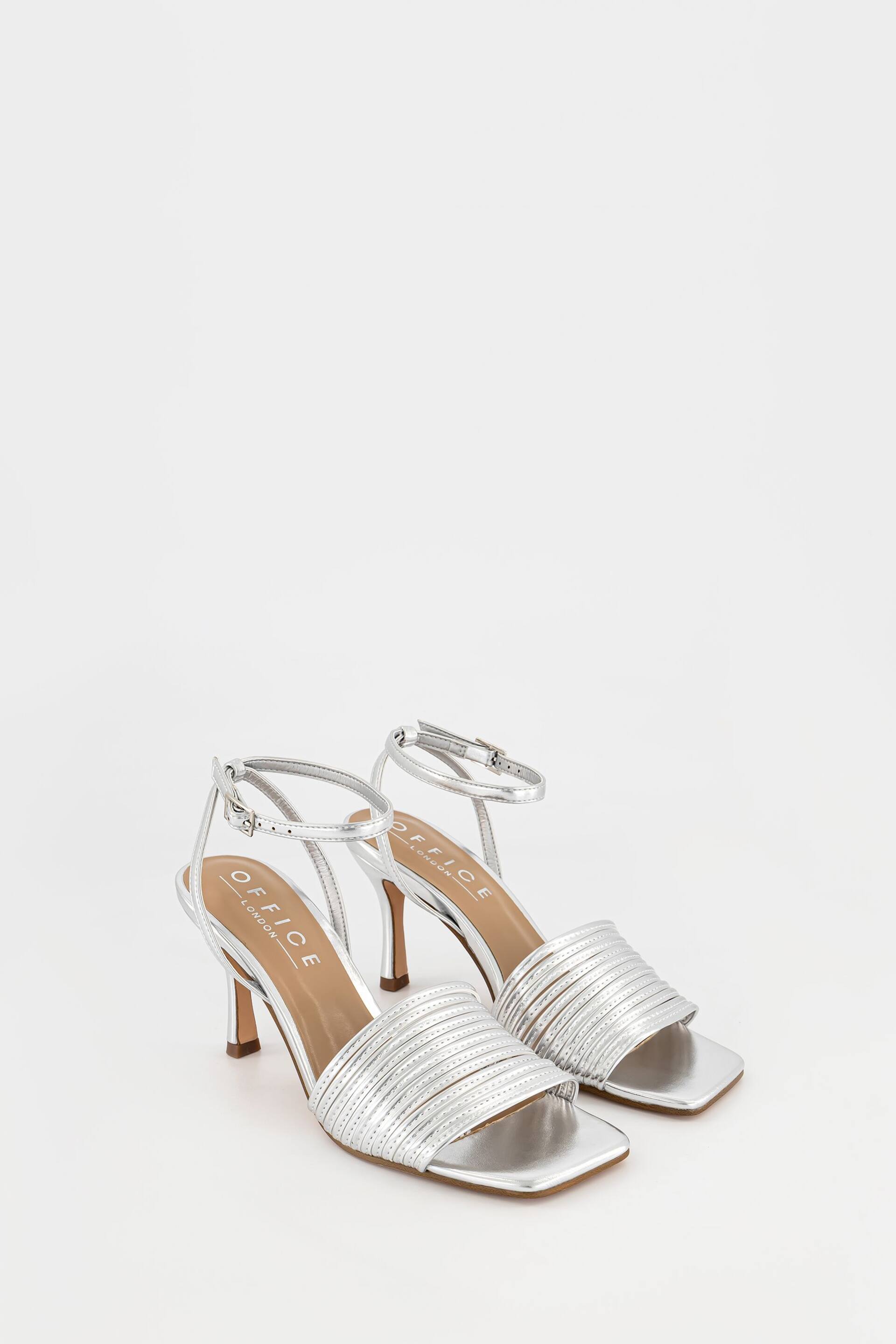 Office Silver Multi Strappy Heeled Sandals - Image 3 of 5